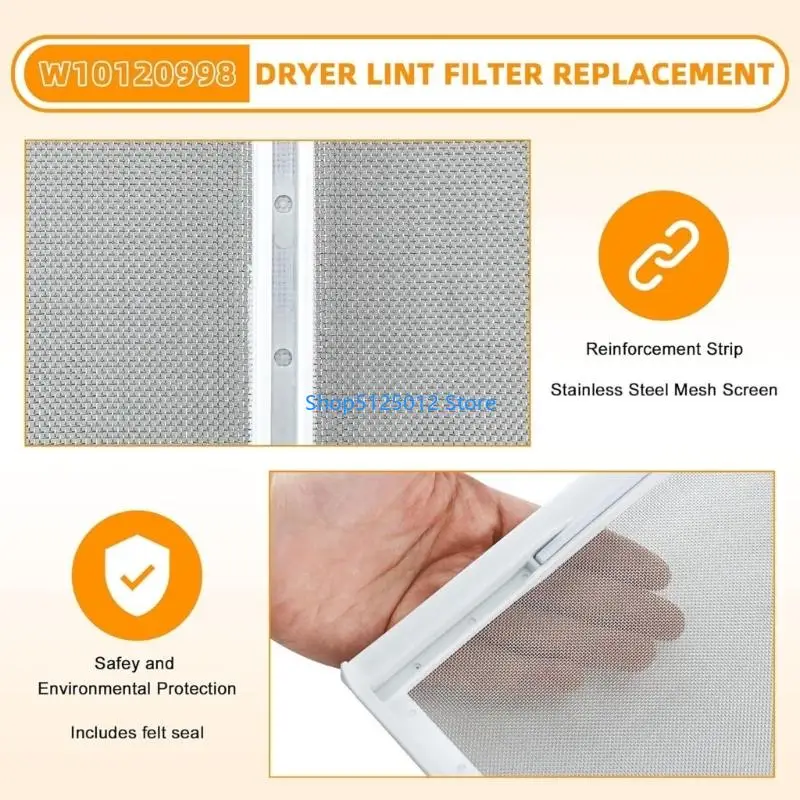 G8TC Home Dryer Maintenance Filter, Stainless Steel Lint Screen Replacement Assembly with Plastic Frame for Routine Fiber