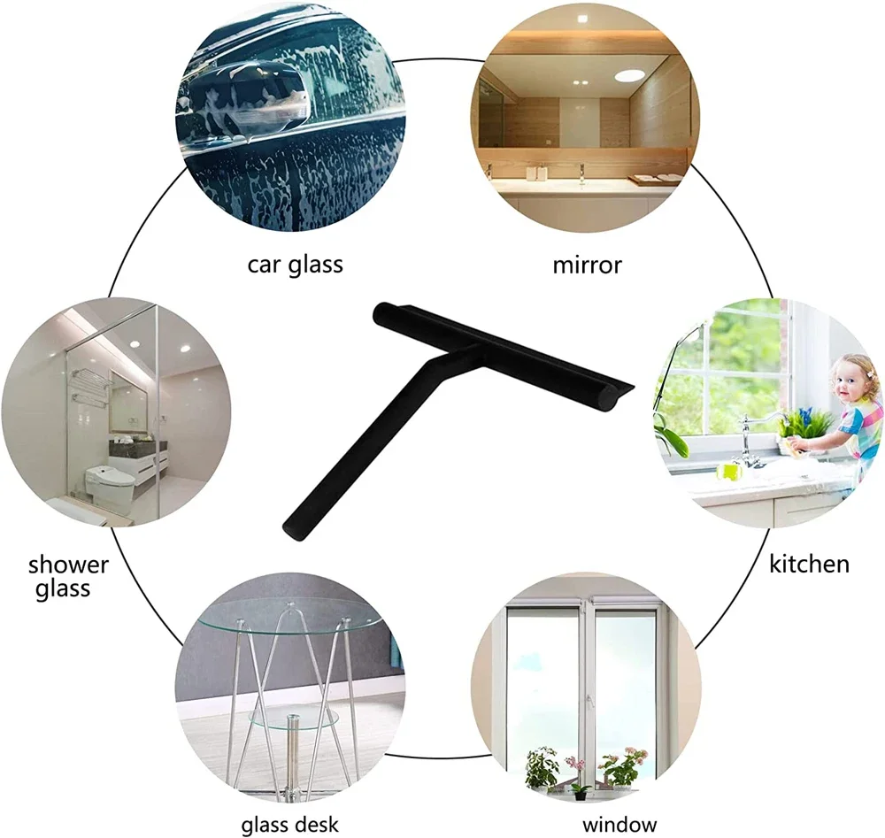 Shower Squeegee  for Glass Door Shower Wall Scraper Cleaner With Silicone Holder Bathroom Mirror Wiper Scraper Glass Cleaning