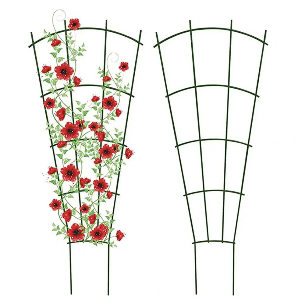 2Pcs Plant Climbing Frames Easy to Install Reused Sturdy Anti-rust Minimalistic Fixing Metal Grid Design Plant Climbing Racks