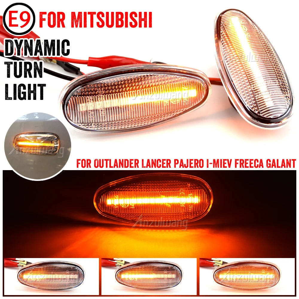 2Pcs Dynamic LED Side Marker Light Tuan Signal Lamps For Mitsubishi Outlander Lancer Freeca Pajero Eclipse Galant Space I-Miev