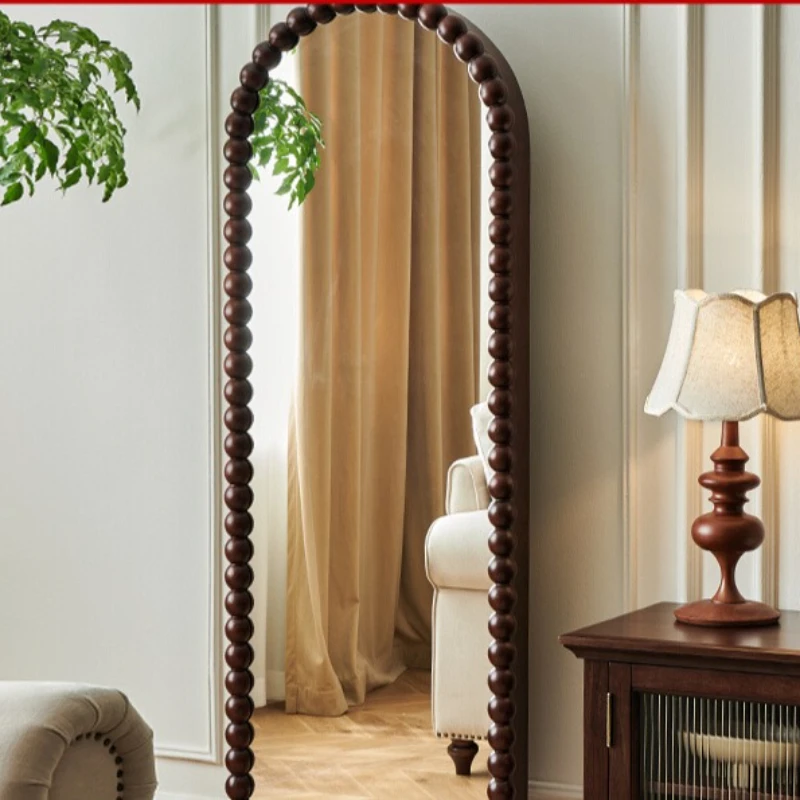 

French antique retro full-length mirror, magazine bookshelf dual-purpose floor-to-ceiling full-length mirror