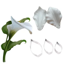 5PCS Calla Lily Flower Veiners &Cutters Silicone Mold Para Chocolate Fondant Cake Decorating Tool Sugar формочки для печень