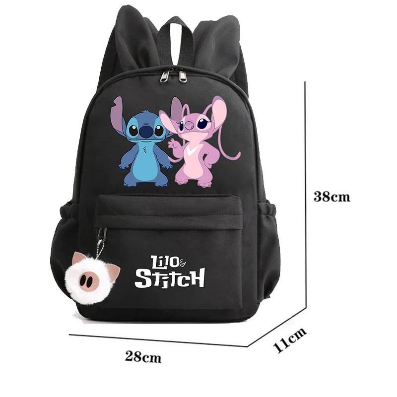 Disney lilo ponto mochila adolescente menina lona mochila grande capacidade mochila bookbag saco de viagem