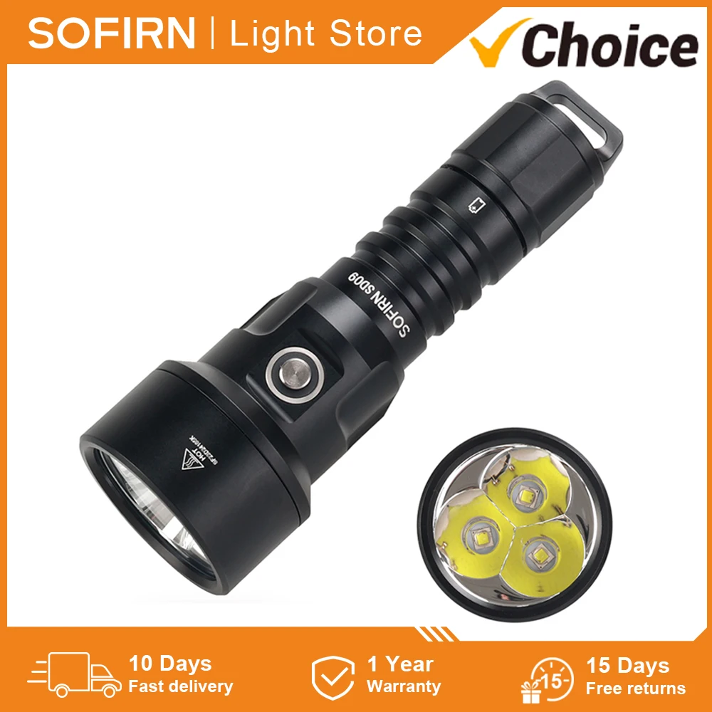 ใหม่ Sofirn ไฟฉายดำน้ำ SD09 3400lm ที่มีประสิทธิภาพชาร์จไฟได้21700ใต้น้ำดำน้ำลึกคบเพลิง SST40ดำน้ำไฟ LED