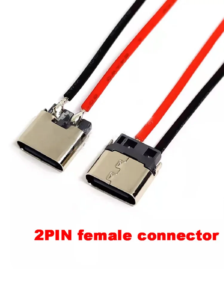 10 pces usb tipo-c 3.1 jack 2pin linha de tira fio de solda conector fêmea em linha reta para o telefone móvel porto de carregamento soquete de carregamento