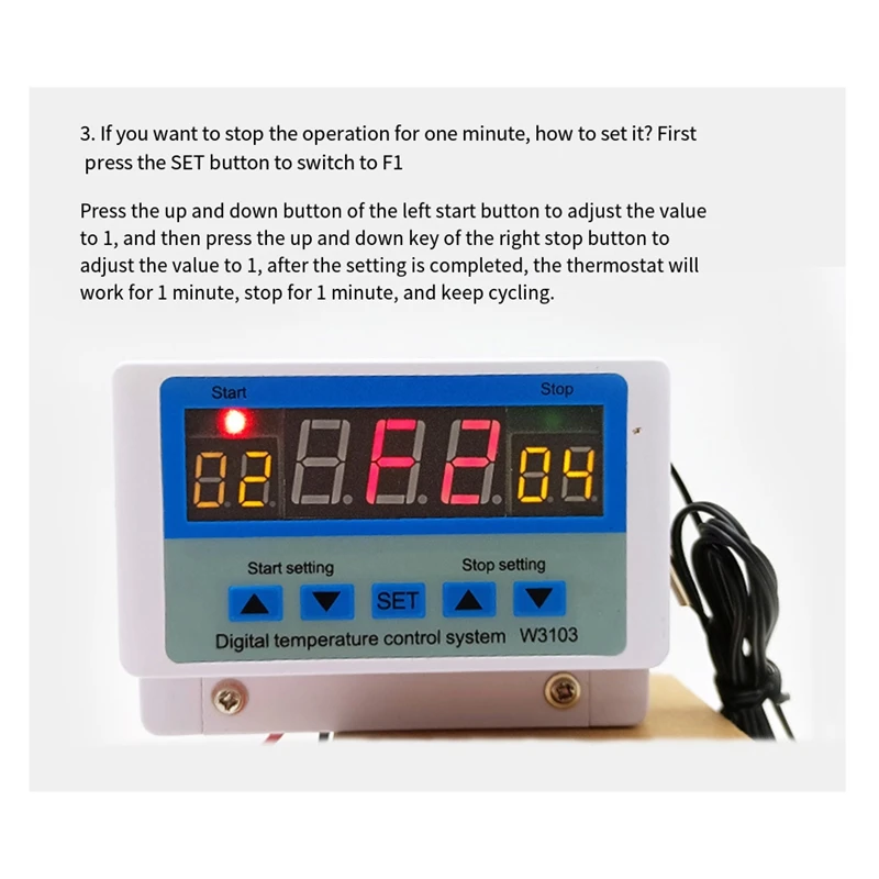 Digital Temperature Controller 220V Max 5000W Digital Thermostat 30A -19 to 99℃ Temperature Controller Switch XH-W3103-ABAM