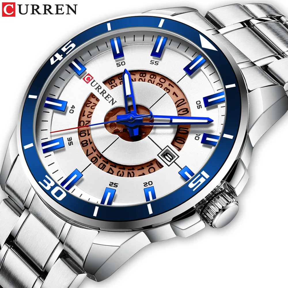 

CURREN 8359 Classic Men's Quartz Watch Luminous Display Waterproof Calendar Stainless Steel Strap Business Watches reloj hombre