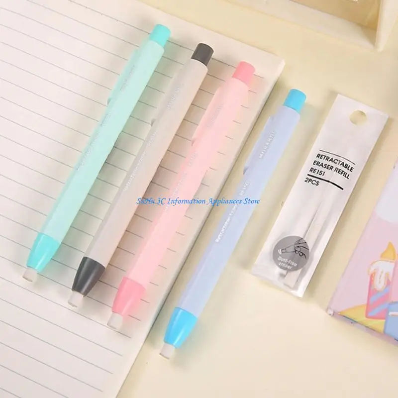  Retractable Pencil Eraser Refillable Press Action Pencil Eraser Easy Erasing for Writing Drawing  Stocking Fillers - Image 5
