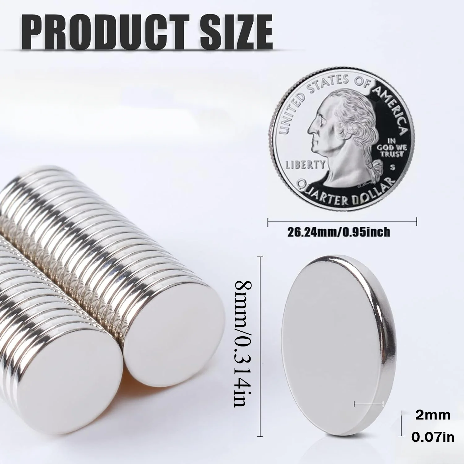 8x2mm U-polemag Refrigerator Magnet Circular, Suitable for Offices, Crafts, Whiteboards, Cabinets, Lightweight and Stable