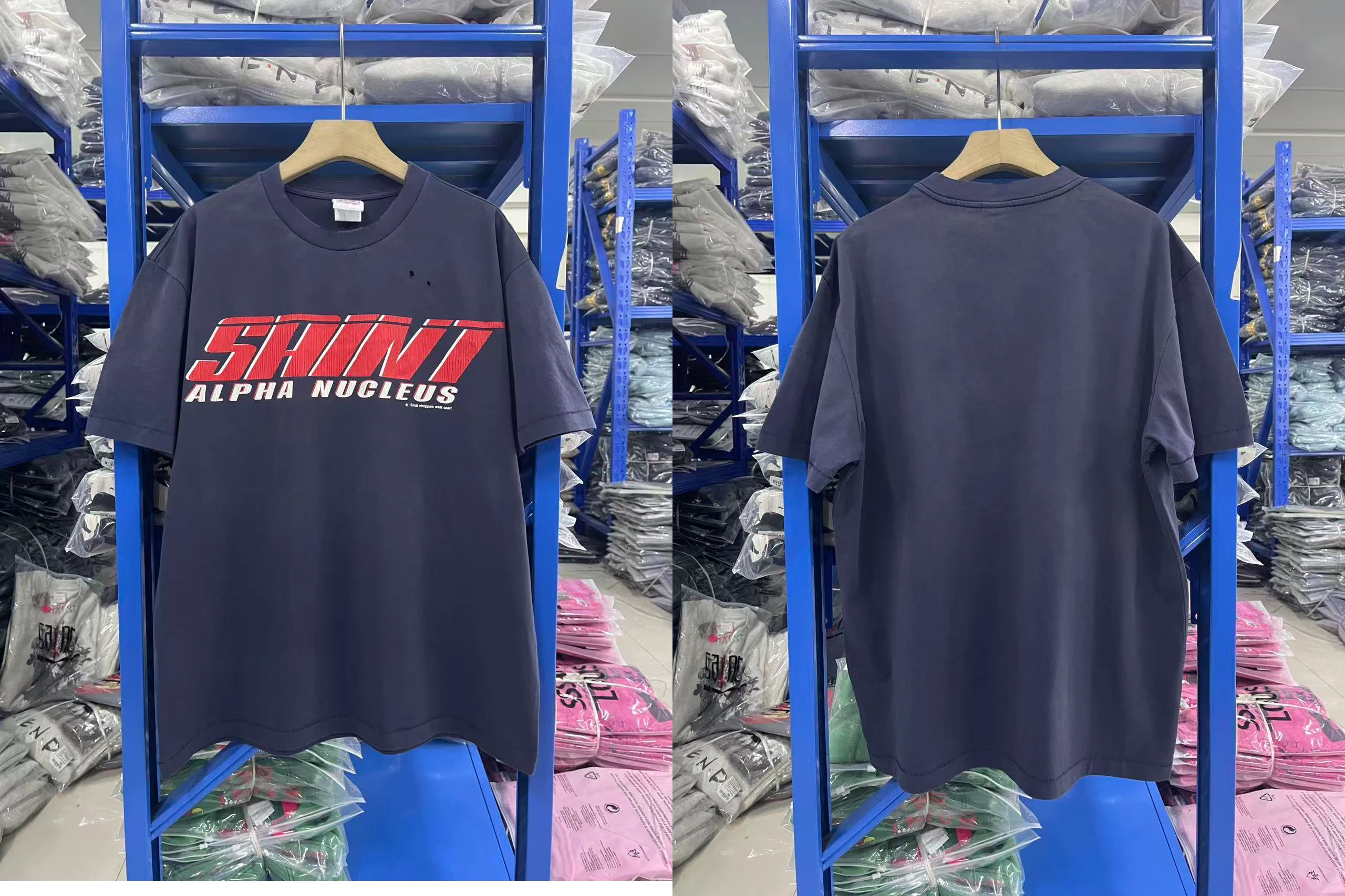 

Good Quality 25ss Saint T Shirts Men Women American Retro White Blue American Style Style Summer Style Tee