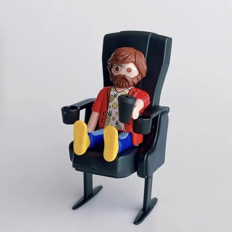 Miniature Cinema Chair, Dollhouse, Soldier Model Scene, Tabletop Decoration, Micromodel, Red, Black, 1:12