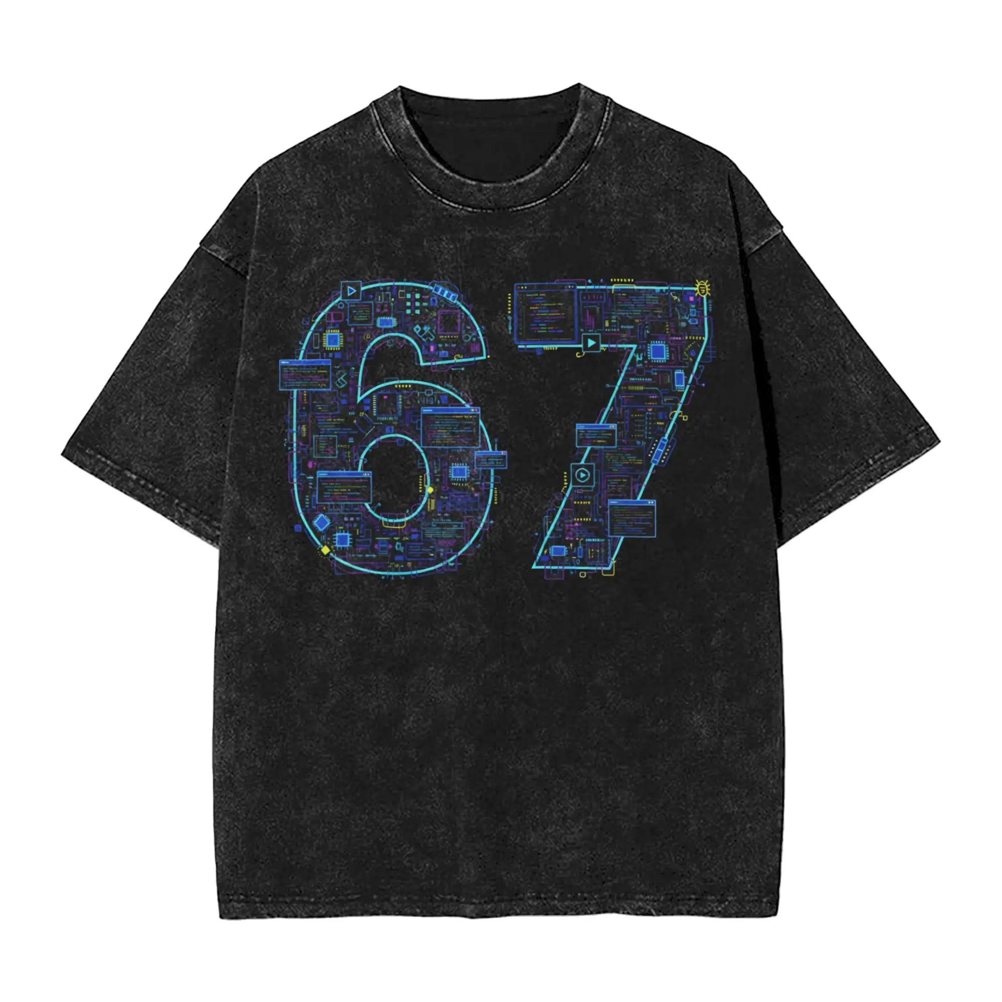 67 Six Seven Meme Programmer 67 Meme T Shirts Men Cotton Unique T-Shirt O Neck  Tee Shirt Short Sleeve Clothing Printing