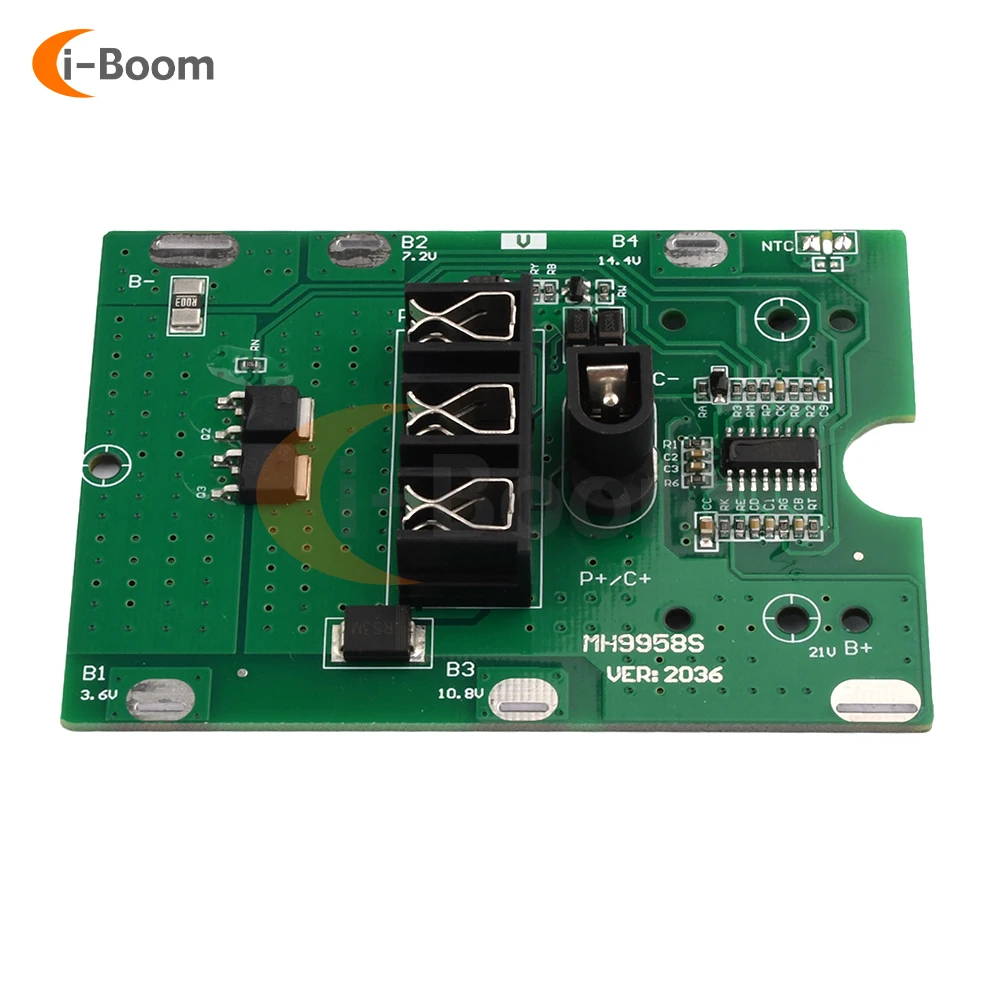 5S 21V 20A Lithium Battery Charging Protection Board BMS Module NTC Temperature Protection DC Connector For Tools Drill Motor