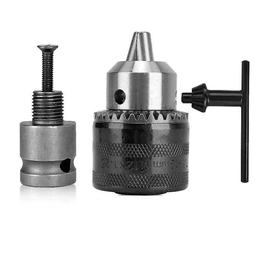 1.5-13mm Electric Drill Chuck Metal Mount Impact Drill Chuck Adapter with Chuck Key 1/2 Drill Converter Chuck Conversion