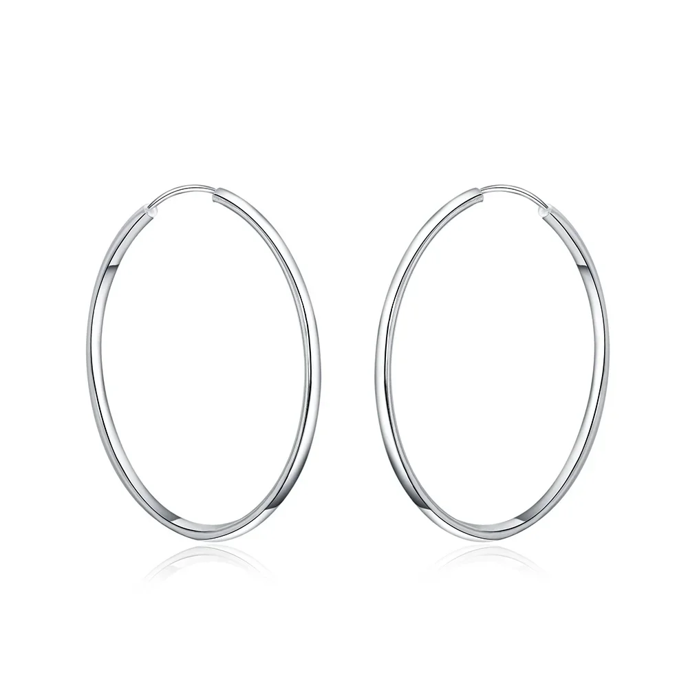 

Hot Sale Beautiful Big Circle 925 Sterling Silver Women Lady Wedding Party Nice Cute Hoop Earrings Fashion Holiday Gifts Jewelry