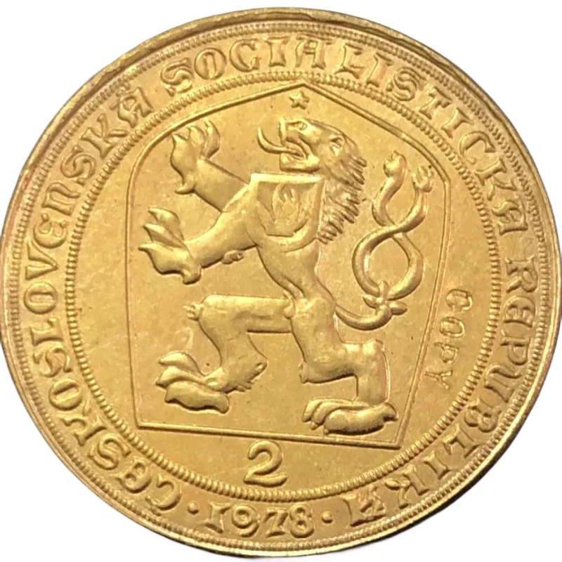 

1978 Exonumia Bullion Czechoslovakia 2 Dukaty Charles IV Gold Token Copy 25mm