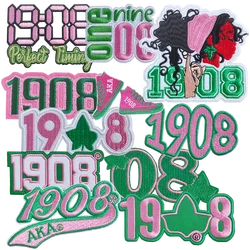 3-5 Inch Small Size AKA 1908 Sorority Embroidered Patches Iron on Patches for Clothing and bags