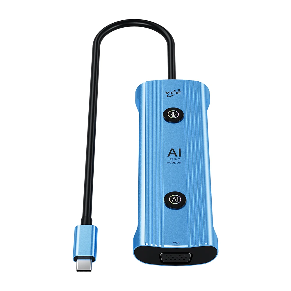 محول AI متعدد المنافذ مع منافذ USB 3.0 وPD 3.0 USB C Splitter USB C Dongle لأجهزة الكمبيوتر المحمول وسطح المكتب والمزيد