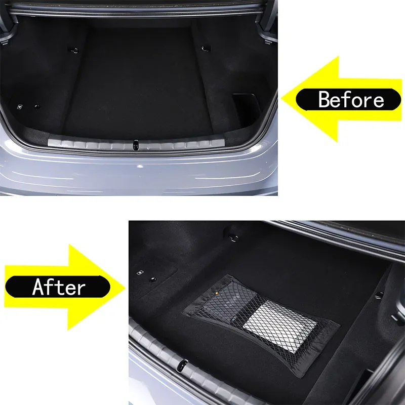 For BMW 7 Series G70 2024+ Nylon Black Car Trunk Cargo Organizer Storage Elastic Mesh Bag Luggage Cargo Car Accessories