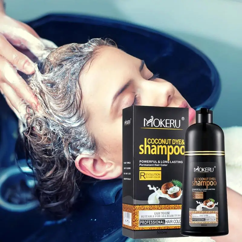 Black Instant Hair Color Shampoo For Gray Hair 500ml Dye Shampoo For Gray Hair For Men Women Long Lasting Color Black Shampoo