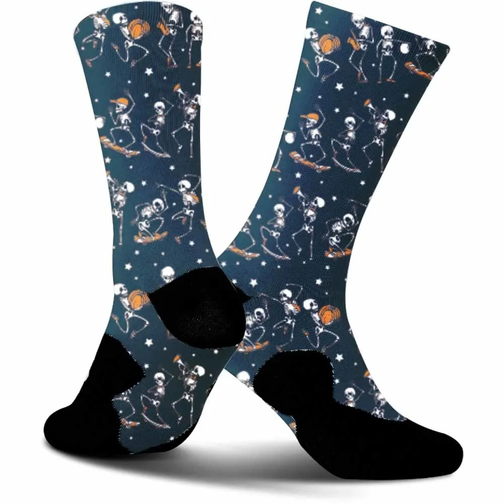 New Creative Dance Skeleton Pattern Sports Cycling Socks, Fashionable, Unisex, Sweat Absorbing, Durable, Breathable