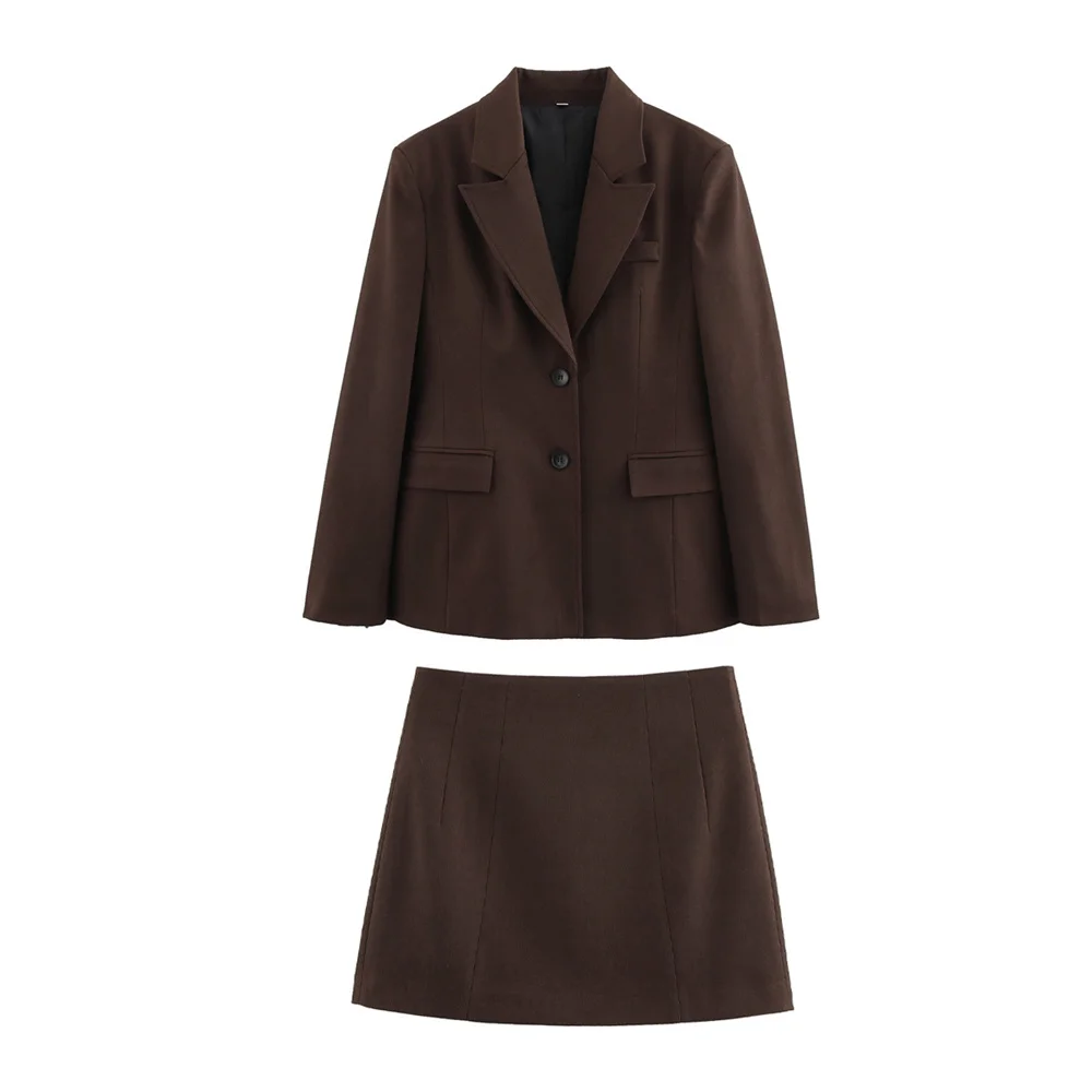 

Женский модный однобортный пиджак с затянутой талией на весну и лето, новая однотонная юбка с высокой талией