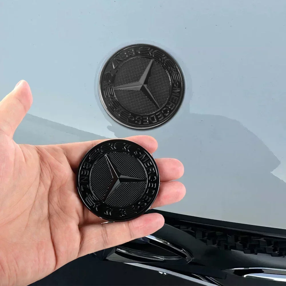 57 مللي متر الألومنيوم ABS سيارة شقة هود شعار ملصق الجبهة شارة شعار اكسسوارات الديكور لمرسيدس بنز AMG W206 W220 W205 W210 W108