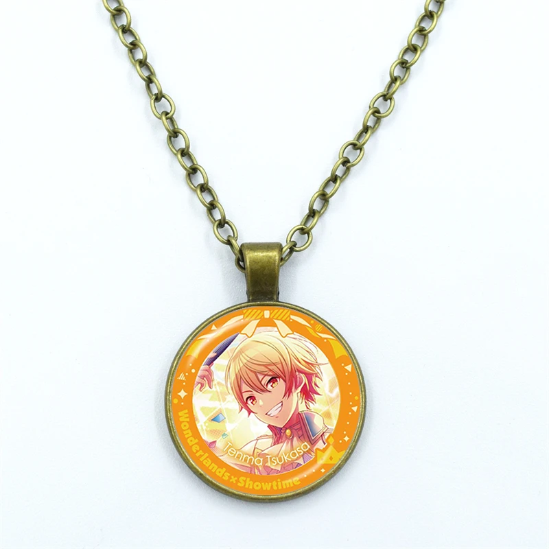 New Fashion Project SEKAI Anime Wonderlands×Showtime Glass Cabochon Retro Necklace Statement Glass Dome Necklace