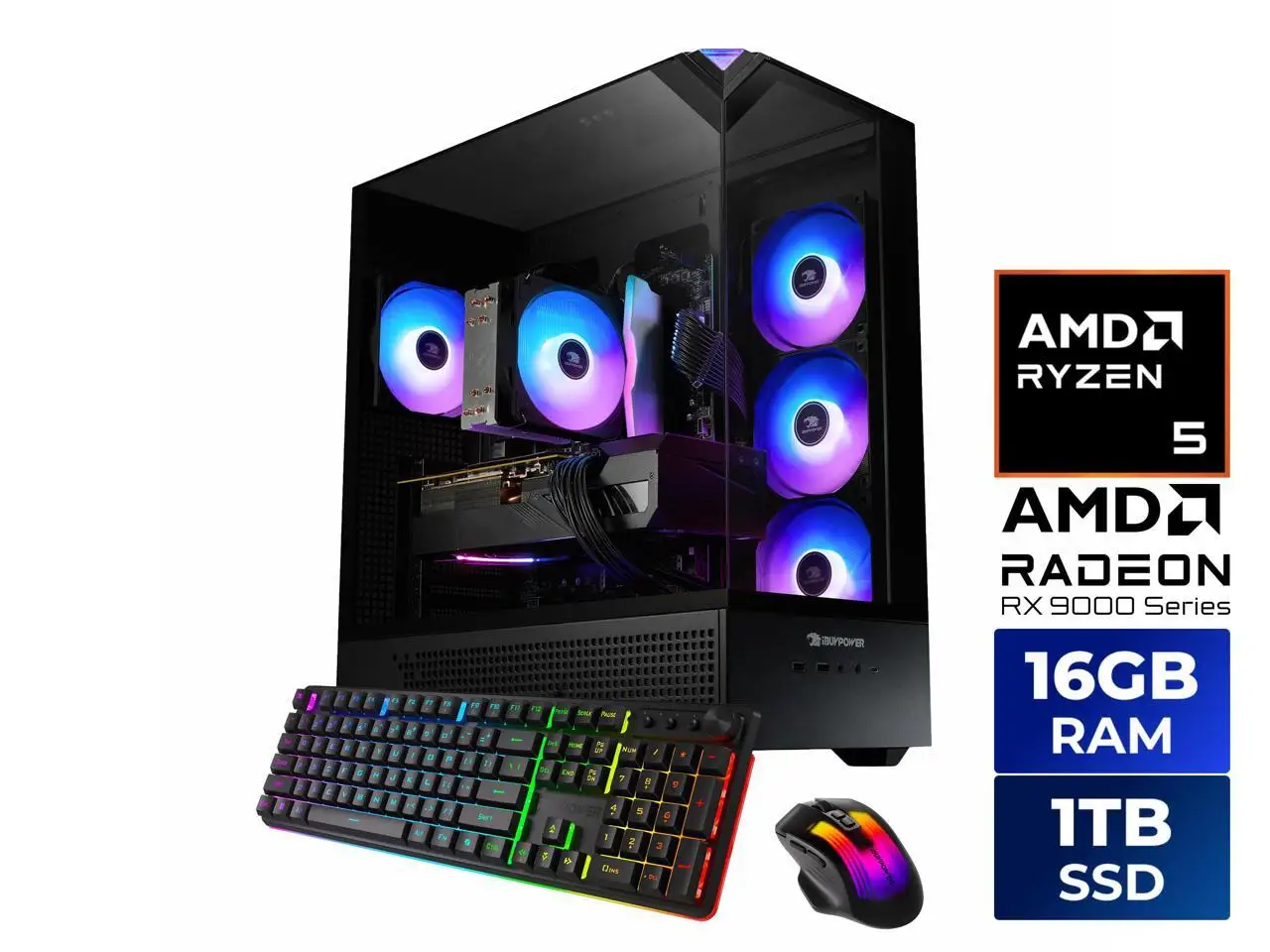 Ibuypower Element Gaming Pc Desktop - Amd Ryzen 5 8400F 16Gb Ddr5 1Tb Nvme Ssd Amd Radeon Rx 9060 Xt -Eba5R96Xt02