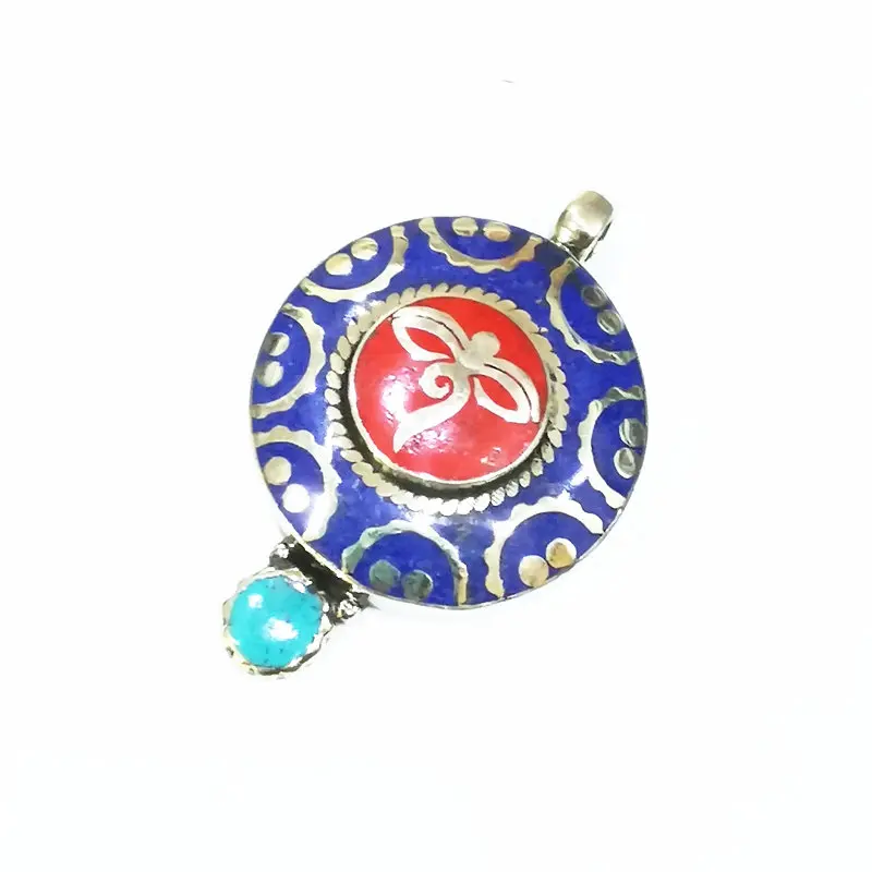 Tibetan White Metal Copper Amulet Buddha Eye Wisdom Eye Multi Colors TBP280