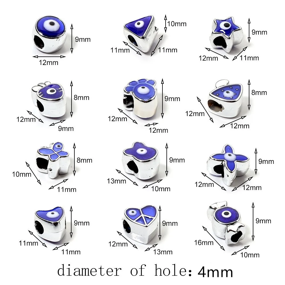 New 10Pcs/Pack Devil Eyes Big Hole Accessories For Jewelry Making Pentagram Heart Beads DIY Bracelet Necklace Handmade Trinkets