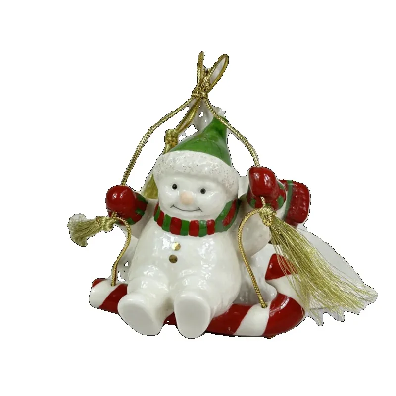 Regalos de Navidad pintados a mano de cerámica americana, estatuilla de muñeco de nieve de caramelo, colgante de Navidad, decoraciones para el hogar, regalos, decoración de fiesta