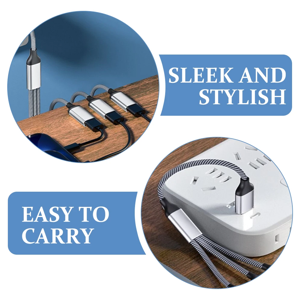 

USB 1 to 3 Port Splitter Silver Portable Multi USB Hub Cable High Speed Power Splitter for Laptop Computer Printer