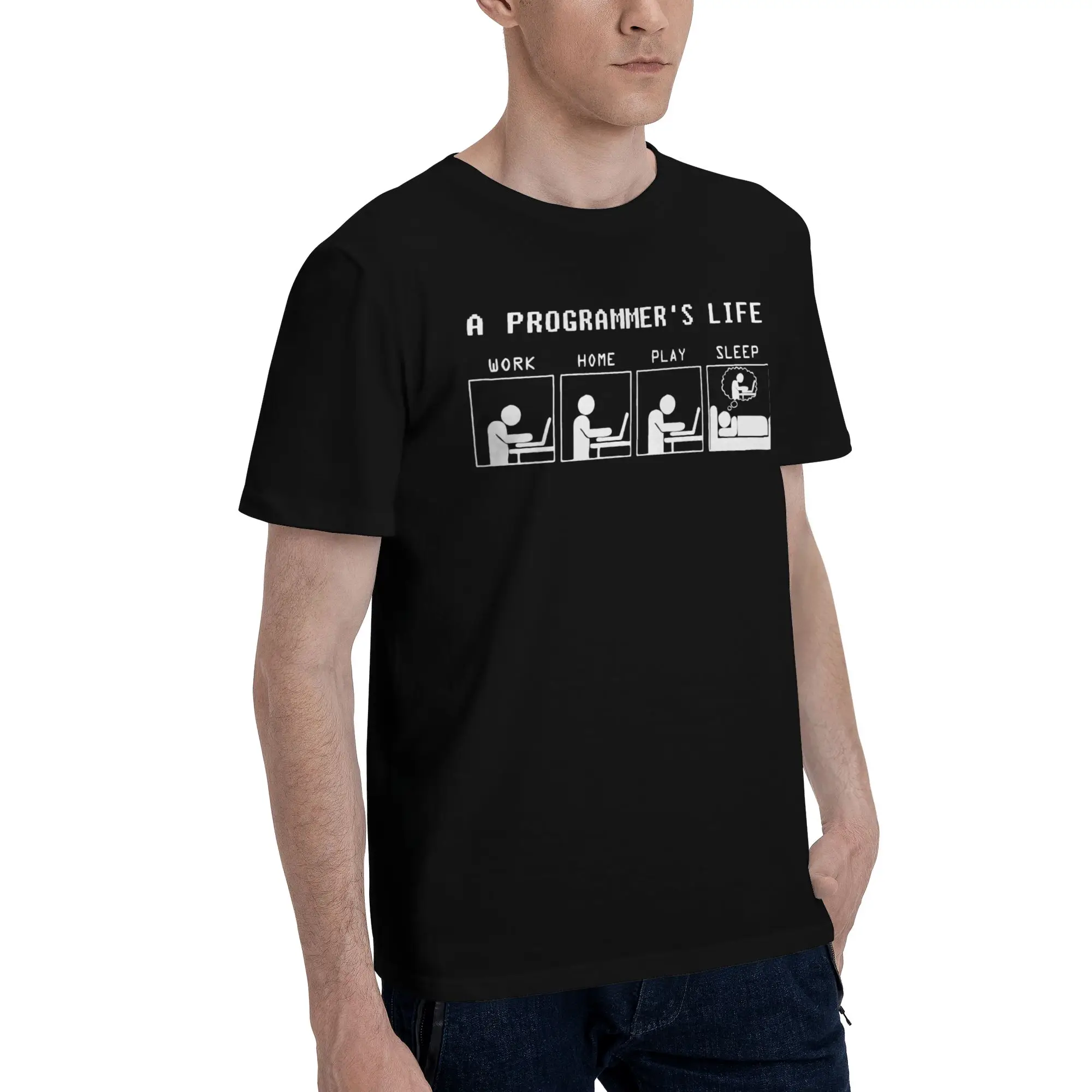 Men's Programmer Programming Developer T Shirts Cotton Clothing Vintage Short Sleeve Round Collar Tee Shirt Plus Size T-Shirts