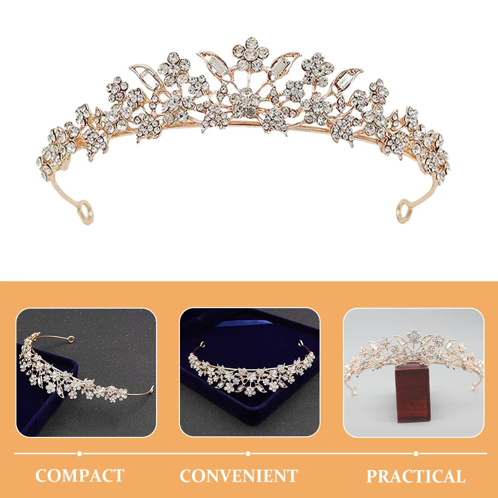 

Rose Gold Rhinestone Crown Headband Bridal Hair Accessories Wedding Crown For Women Baroque Tiara Vintage Crowns Hairband