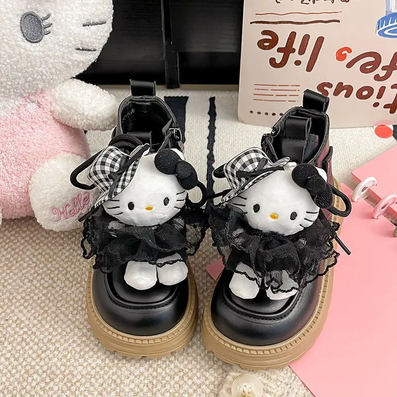 

Прекрасная кукла Hello Kitty, аниме Kawaii Sanrio, водонепроницаемые теплые ботинки с подвеской, милые легкие флисовые зимние сапоги, подарки для девочек