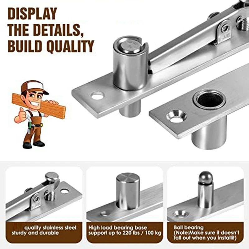 Door Pivot Hinge, Invisible Pivot Hinge System With Goal Kick Hardware, For Heavy Duty Wood Doors Up To 200 Lbs Durable Type I