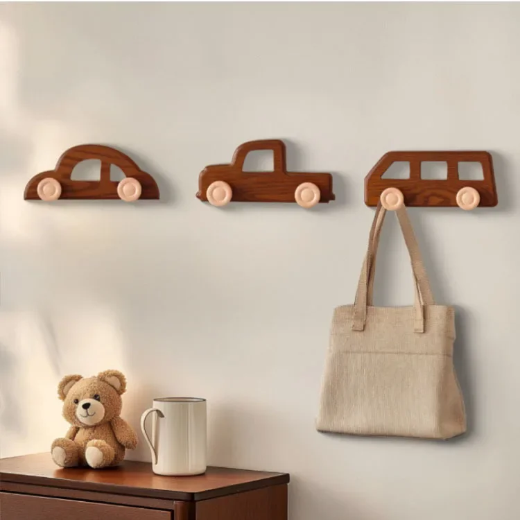 Children's Room Cute Coat Hook Non-punching Wooden Hook Entering The Door Porch Wardrobe Punching Fixed Hook