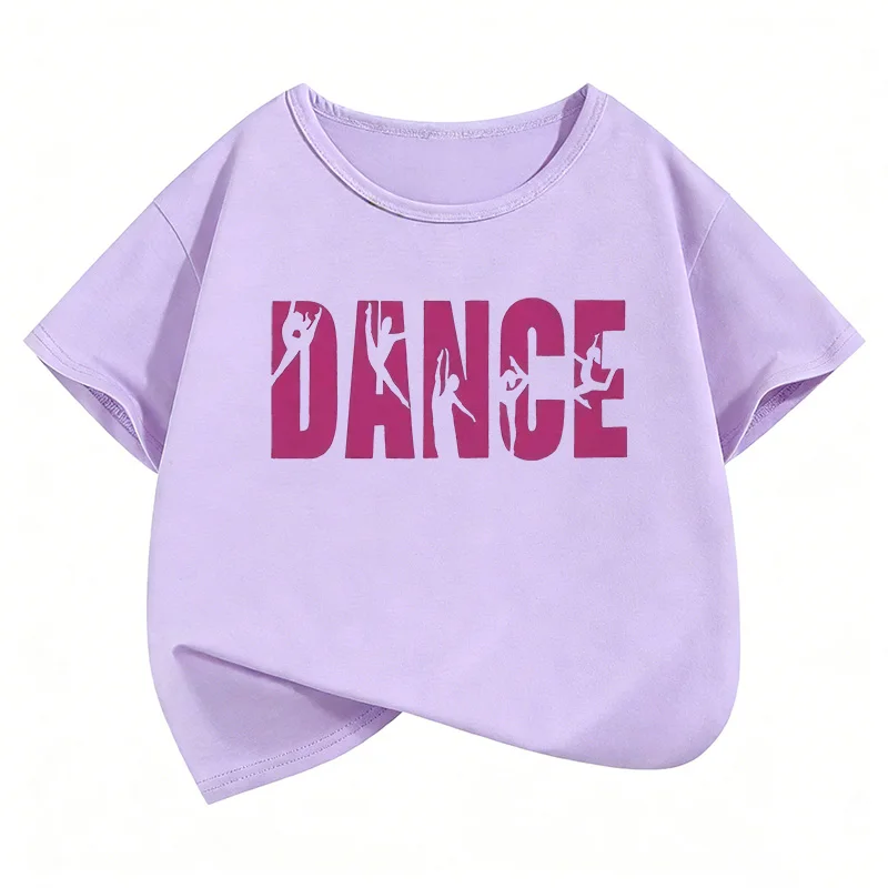 Lustige T-Shirts mit Tanzmädchen-Design, kurzärmelig, für Kinder, Jungen und Mädchen, Sommer, Frühling, lässiges Top-T-Shirt