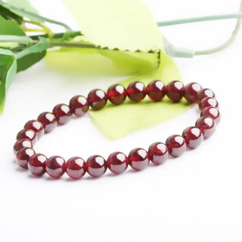 Braccialetti da uomo in pietra di melograno rosso regalo in cristallo naturale Braccialetti da uomo per donna Bracciale con ciondoli con perline Bracciale da uomo