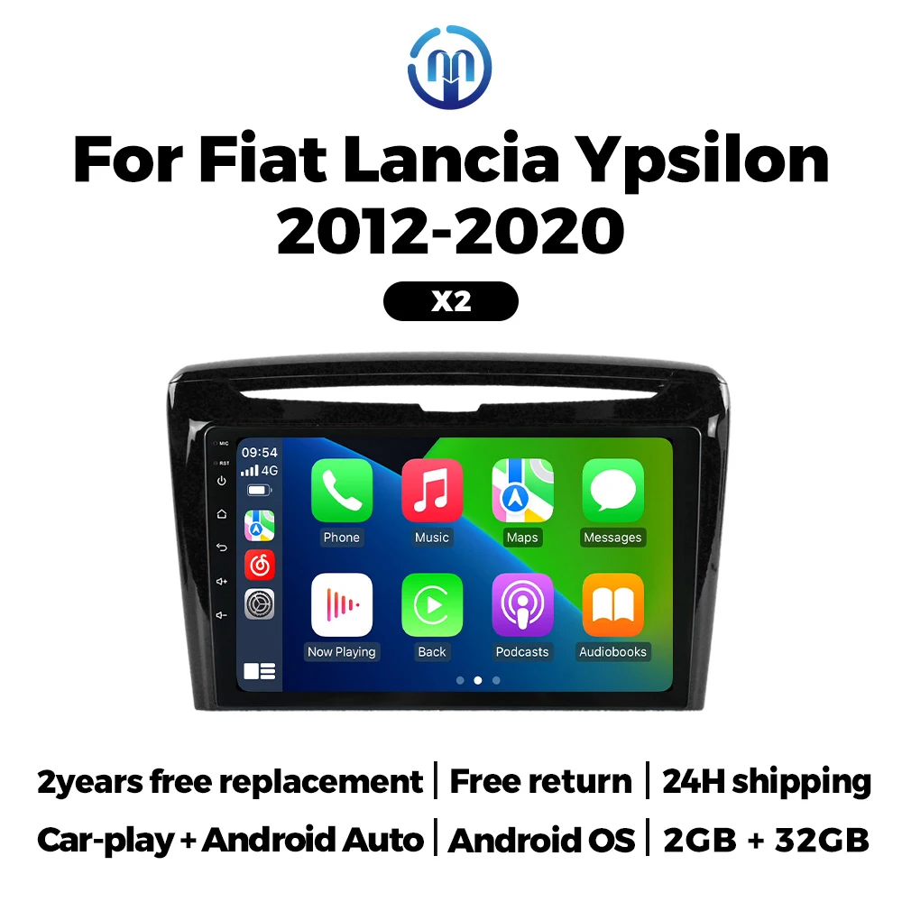 Navifly Car Multimedia For Fiat Lancia Ypsilon 2012-2020 IPS Display Steering Wheel Control GPS BT Wireless Carplay Android Auto