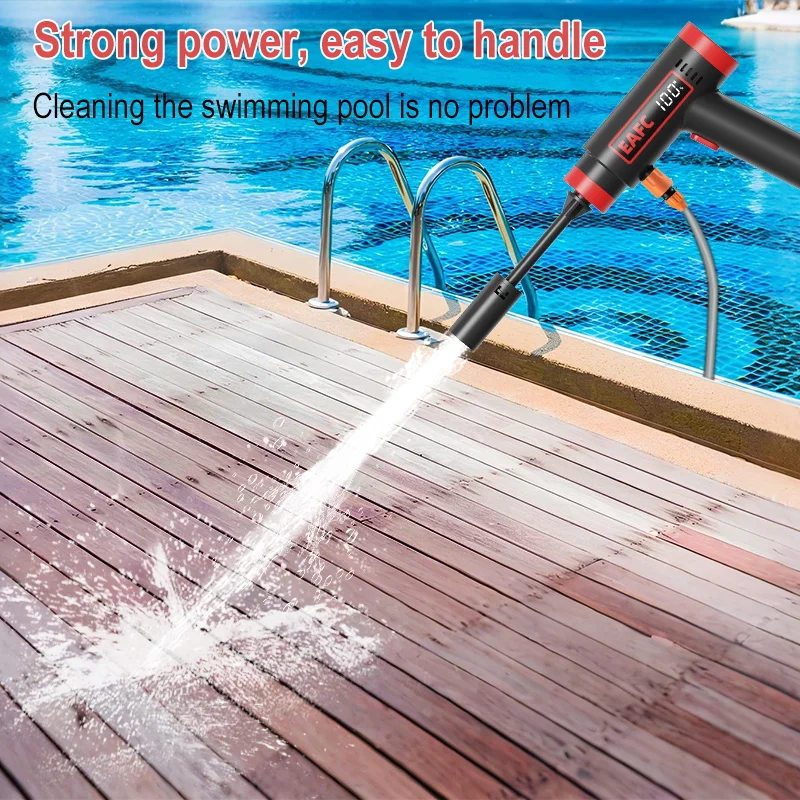 Cordless High-Pressure Washer Water Gun Build In 12000mAh Lithium Battery For In Cars bathtub, toilet, swimming pool, kitchen