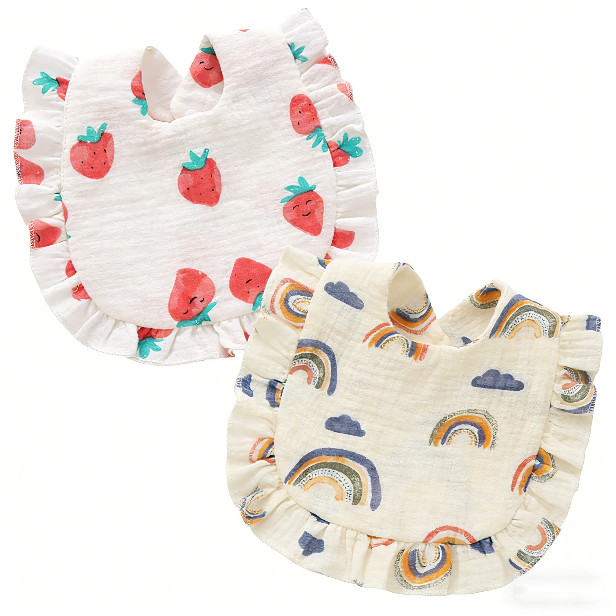 

2 Pack Baby Feeding Bibs Absorbent Cotton Bibs Anti-slip Saliva Towel for Toddlers Boys Girls