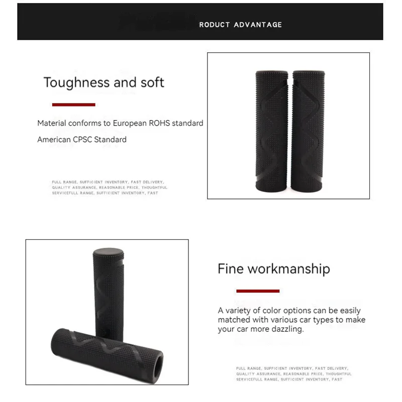 Pair of Comfortable Black Bike Handlebar Grips, 18MM Inner, 100MM Length, TPE Rubber, Non-Slip