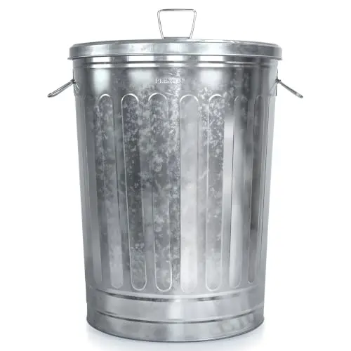 31 Gallon Metal Trash Can with Lid Outdoor - Large Galvanized Trash Can - Retro Farmhouse Outdoor Garbage Can with Lid