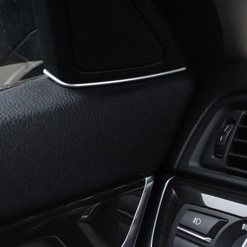 2/4 قطعة غطاء مكبر الصوت للباب الأمامي فجوة الكسوة الفضة ABS القوالب الداخلية لسيارات BMW 5 Series F10 2011-2013 اكسسوارات السيارات الداخلية #5