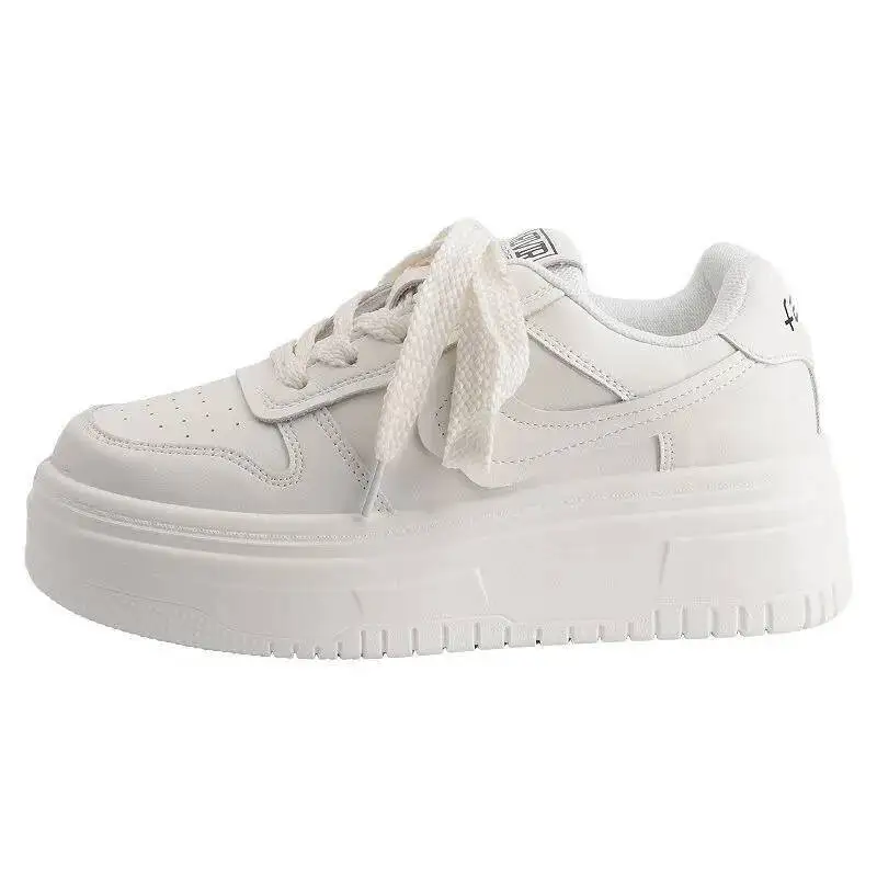 2025 Spring Women's Breathable White Casual Sneakers Versatile Platform Thick-Soled Casual Shoes  Lightweight & Fashionable
