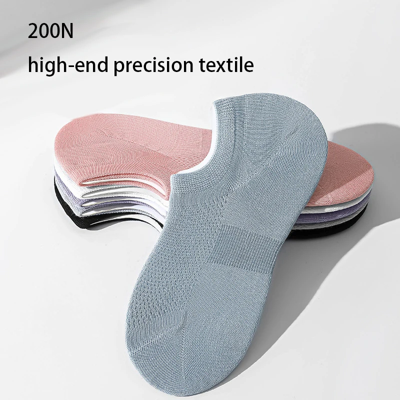 6 paia di calzini da donna 100% cotone maglia estiva traspirante comoda calzino da barca di alta qualità 200 aghi in silicone antiscivolo donna