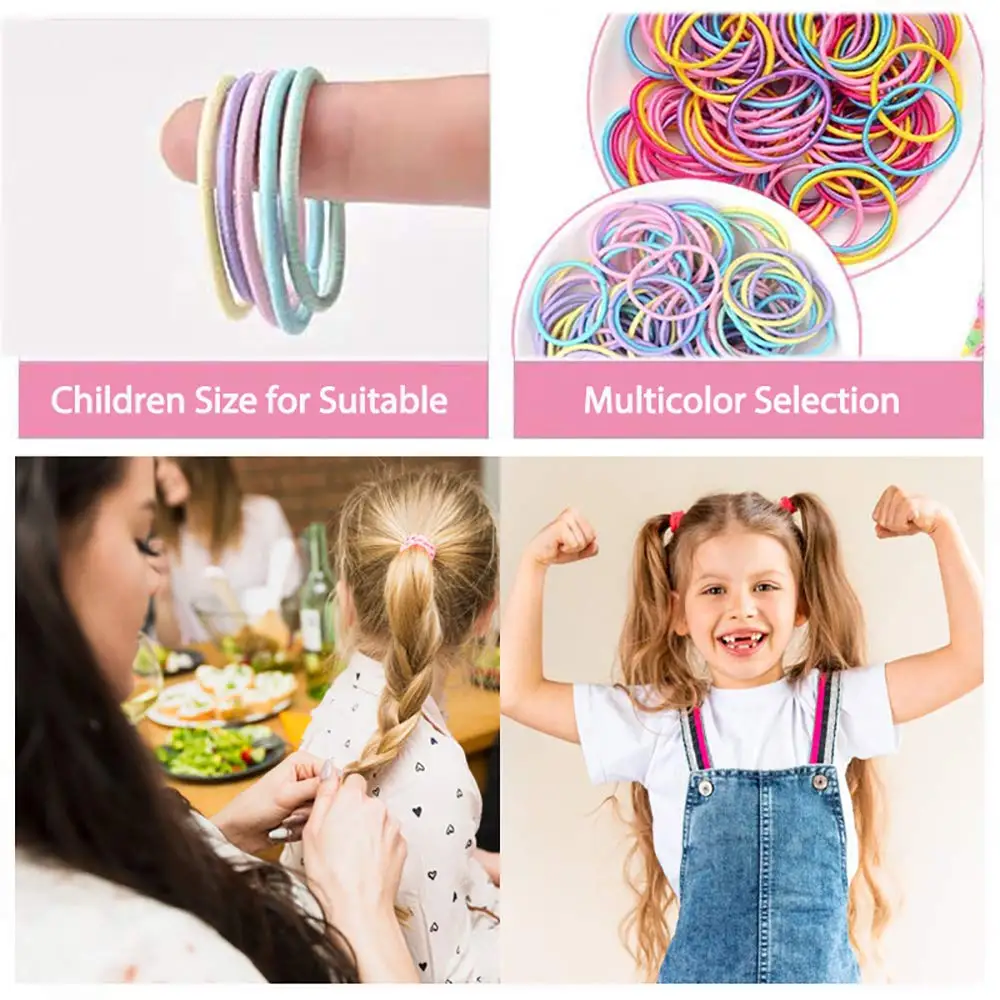 100Pcs/Set Children Girls Hair Accessories Candy Color Hair Ties Colorful Basic Simple Rubber Band Elastic Scrunchies Hair Bands