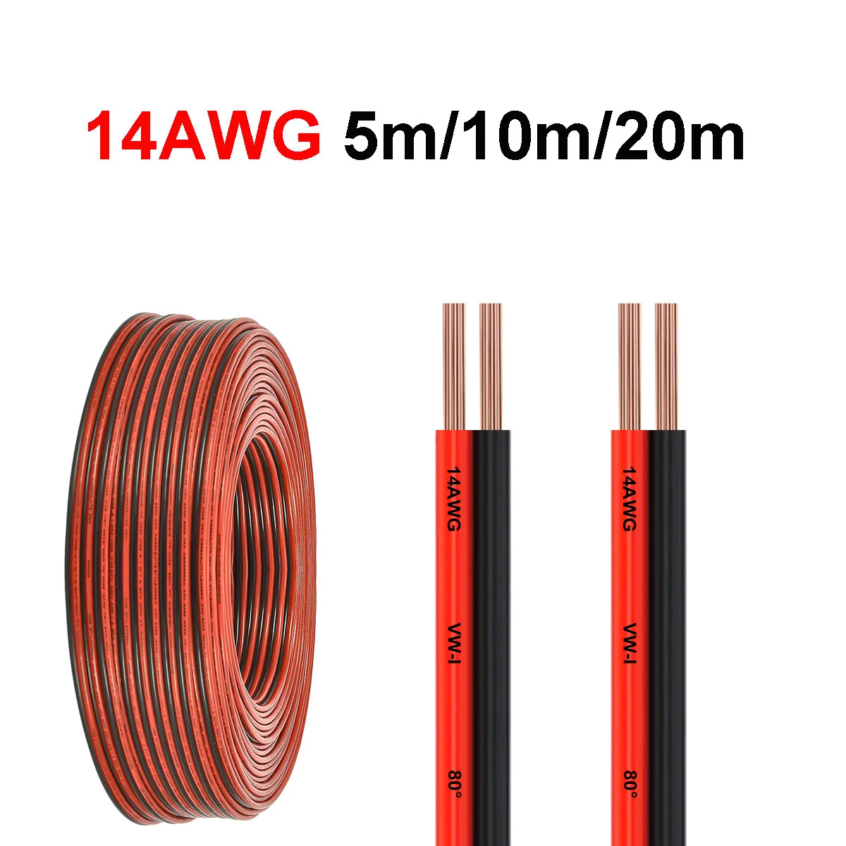 

UL2468 14AWG Gauge Wire 2Pin Red Black Power Lines Pure Copper Electrical Wire For Solar Panel Inverter Battery Car Automotive